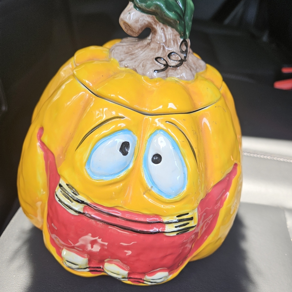 Whimsical Blue Sky Pumpkin cookie jar